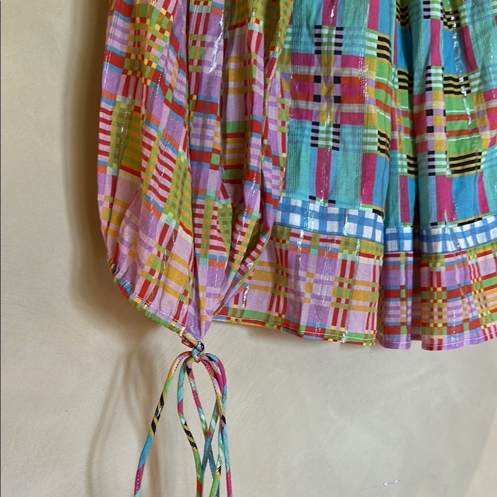 Rue de la lune  Plaid Long Sleeve Blouse with Ruffled Collar - Picture 4 of 4